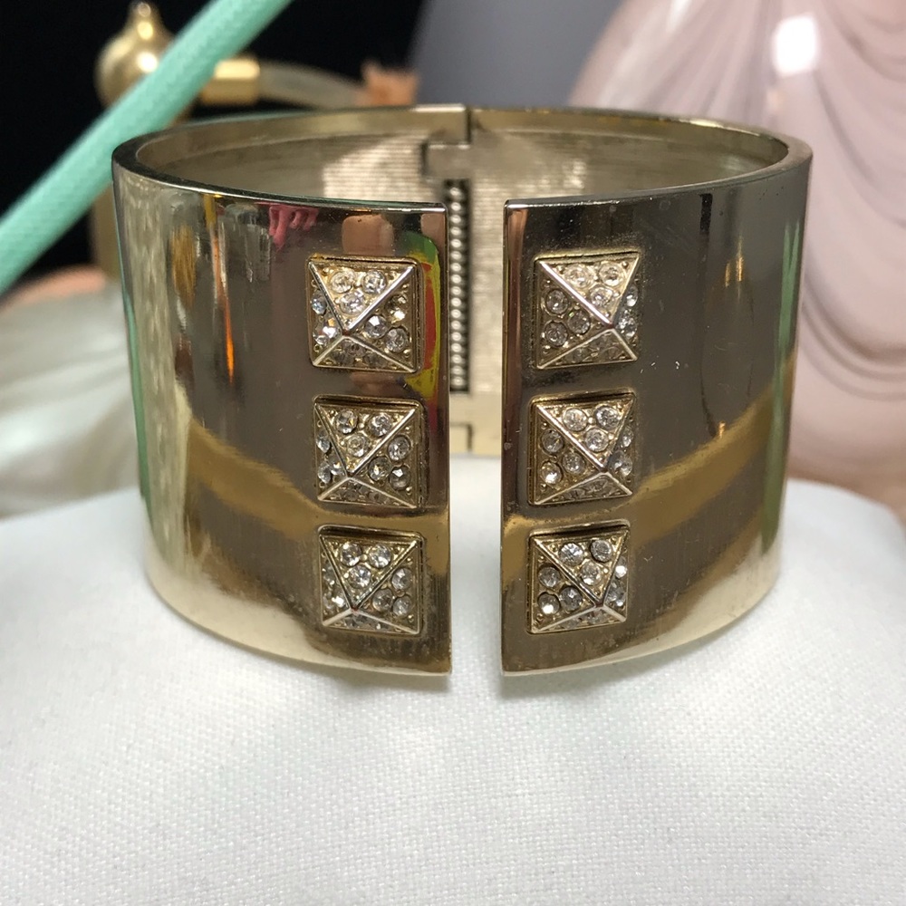 Victoria’s secret rhinestone spike wide cuff gold